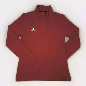 Nike Jordan Dri-fit Womens 1/4 Zip Long Sleeve Red Sweater Top Size Small
